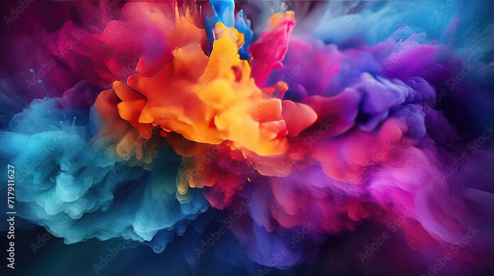 captivating powder color explosion in the air. high-definition visual art for creative projects background