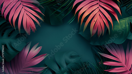 tropical leaf background, minimalist, generative ai