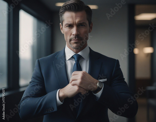 dynamic realistic photo of a handsome elegant Businessman shoving forearms muscle and veins appearing no tattto Fujifilm style photo