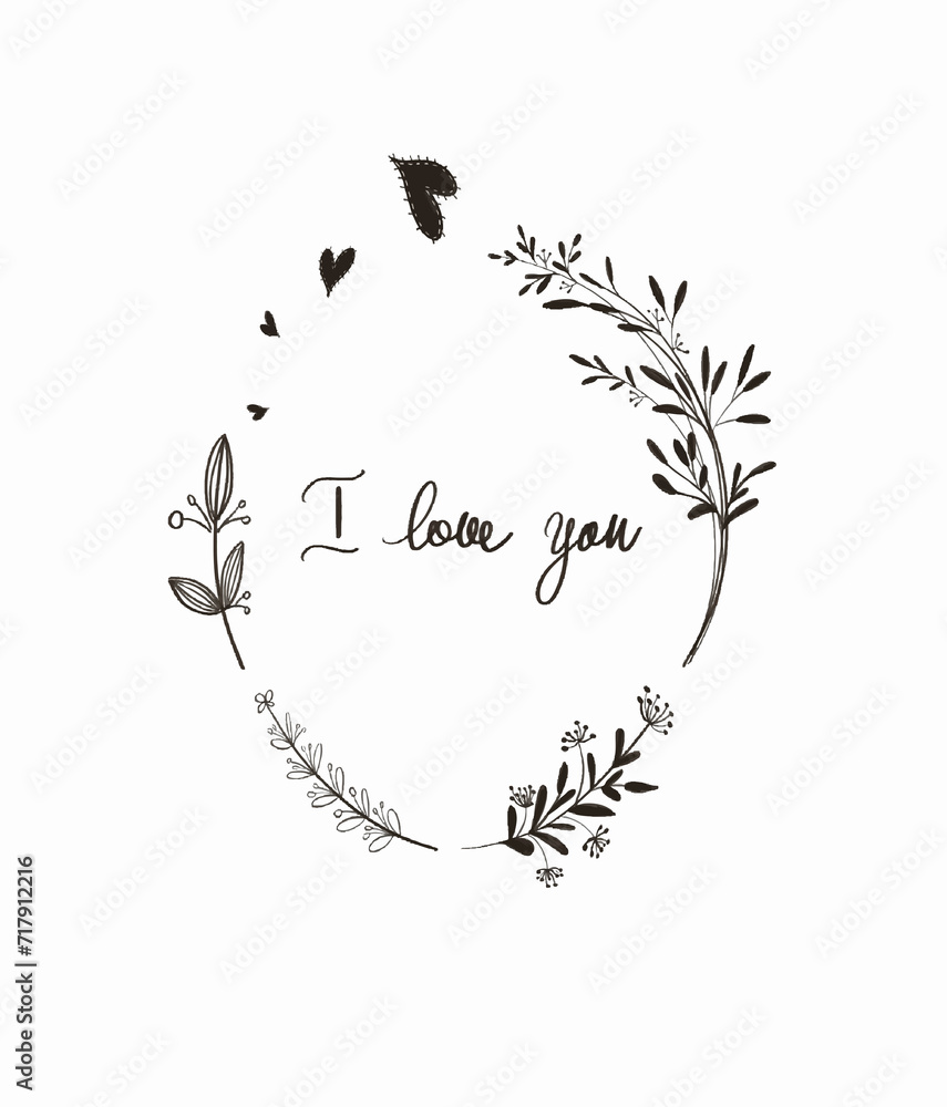Fototapeta premium Decoration graphic design flower illustration heart icon color