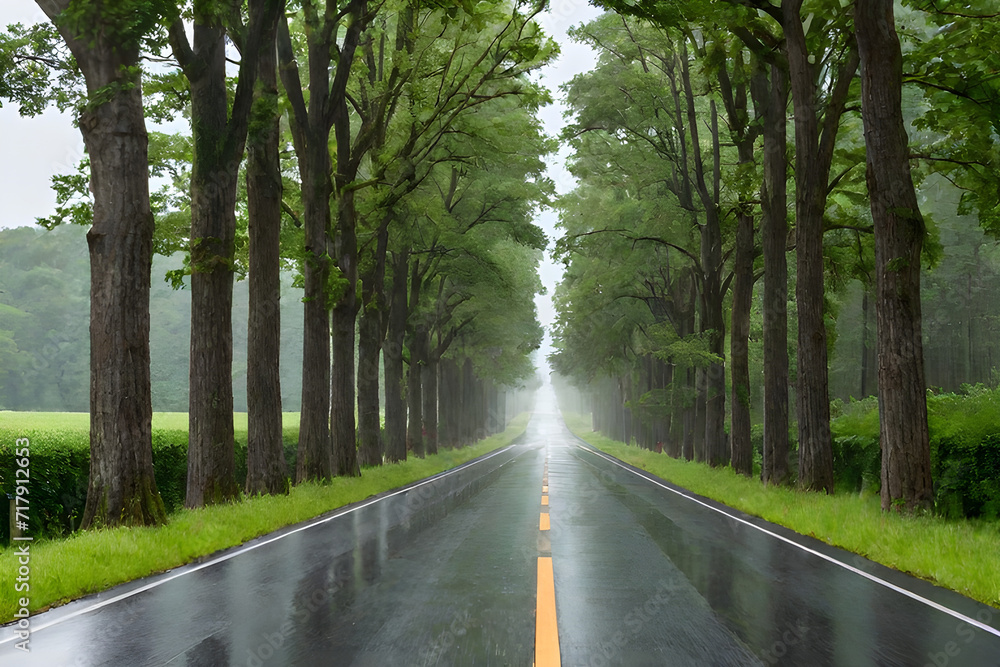 trees lined on either side trees lined on either side