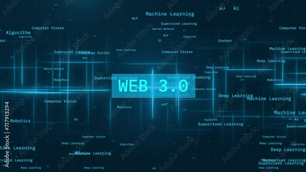 Web 3.0 Text on Futuristic Cyberspace Background Web 3.0 Text on Futuristic Cyberspace Background