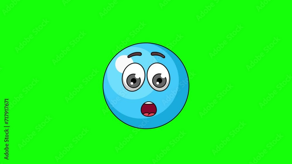 Amazed face emoticon of sour ball blue candy character animation Amazed face emoticon of sour ball blue candy character animation