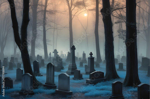 Abandoned cemetery in the forest