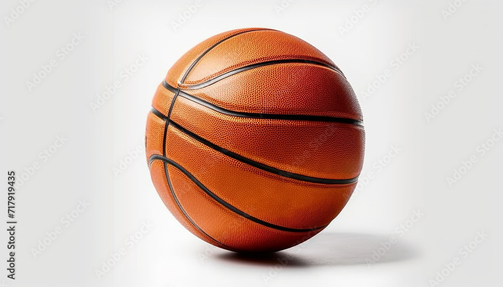 Basketball isolated on a white background as a sports and fitness symbol of a team leisure activity playing with a leather ball dribbling and passing in competition tournaments.
