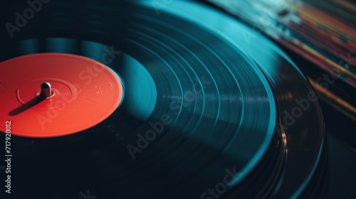 Black Vinyl Record Closeup. Macro Image of a Long Play. Sound tracks on a vinyl record