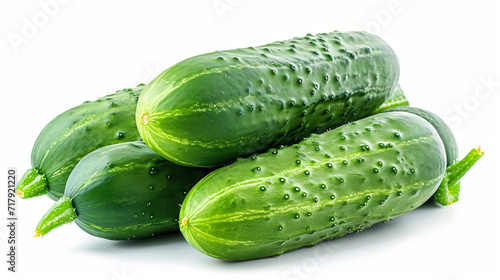 Cut green cucumber isolated on white background
