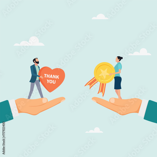 Employee appreciation concept, gratitude or appreciation to the best employee, thanks or gratitude for support. Vector illustration.
