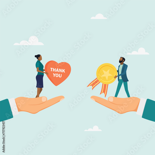 Employee appreciation concept, gratitude or appreciation to the best employee, thanks or gratitude for support. Vector illustration.
 photo