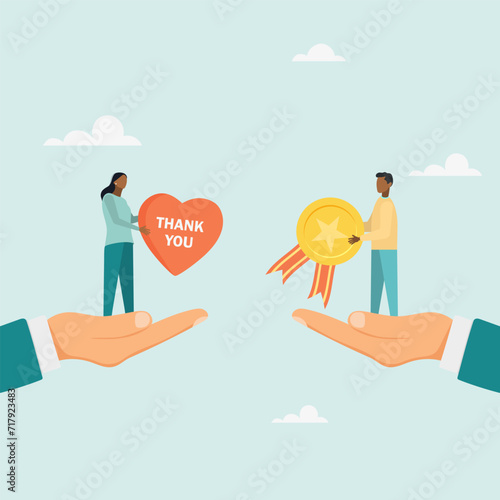 Employee appreciation concept, gratitude or appreciation to the best employee, thanks or gratitude for support. Vector illustration.
