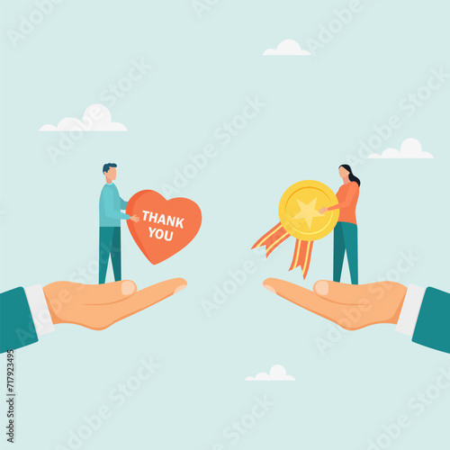 Employee appreciation concept, gratitude or appreciation to the best employee, thanks or gratitude for support. Vector illustration.

