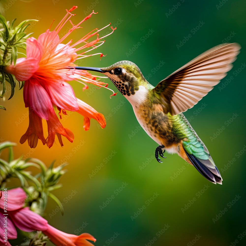 Fototapeta premium lifestyle photo hummingbird on a flower.