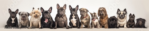 Diverse Canine Assembly  A Charming Line-Up of Various Dog Breeds - Generative AI