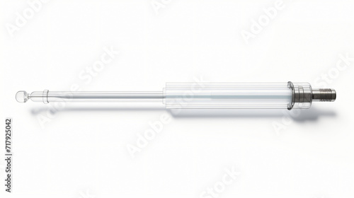 Disposable syringe on a white background.