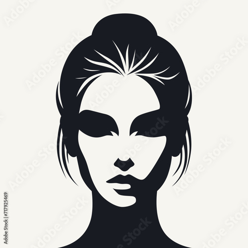 Silhouette of a woman's head with hairstyle. Vector illustration.