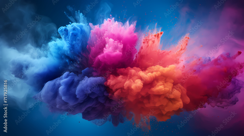 Dust explosion Holi background, indian traditional festival Dust explosion Holi background, indian traditional festival