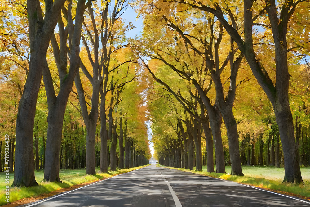 a row of trees on either side,
