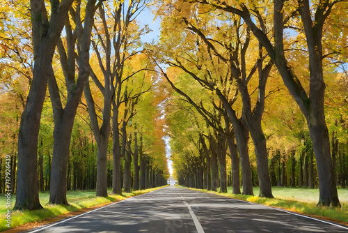 a row of trees on either side 