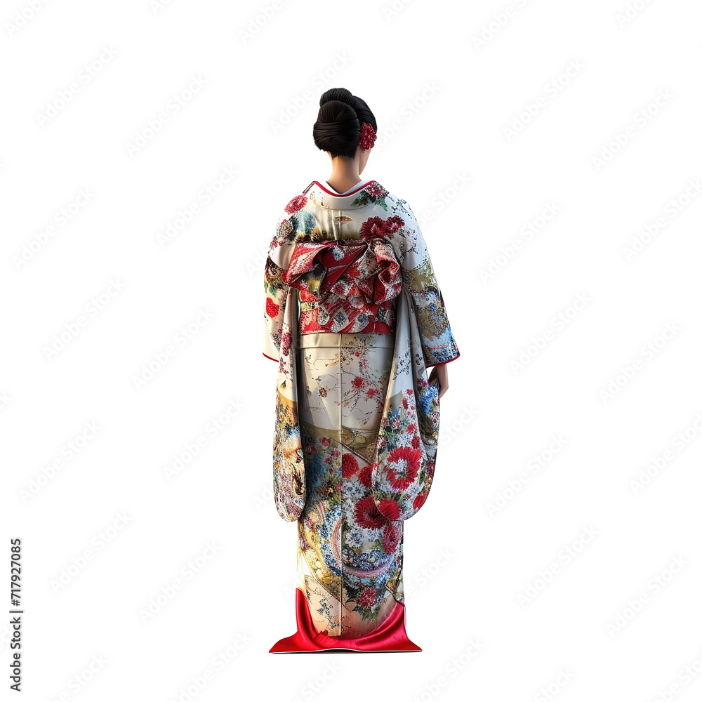 woman wear kimono  isolated