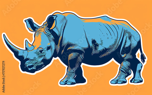 rinoceronte design de adesivo  arte  criativo  cores fortes  fundo de cor s  lida