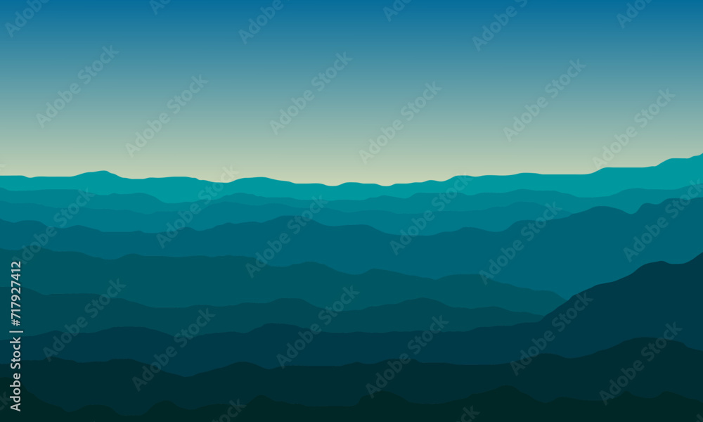 illustration design of mountain views at dawn