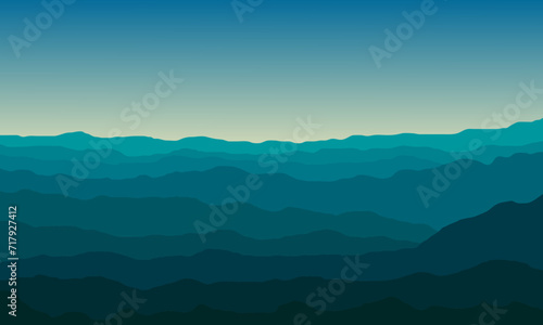 Fototapeta Naklejka Na Ścianę i Meble -  illustration design of mountain views at dawn