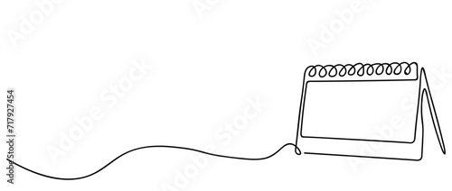 Loose-leaf calendar continuous line drawing. Organizer concept. Time planer concept