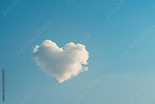 A background with copy space and a single heart-shaped cloud in a clear blue sky.