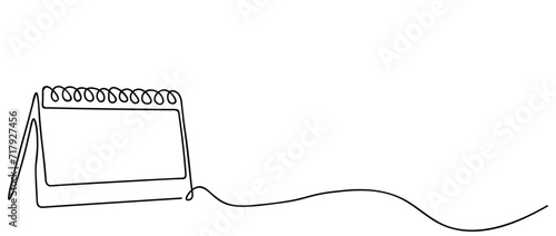 Loose-leaf calendar continuous line drawing. Organizer concept. Time planer concept