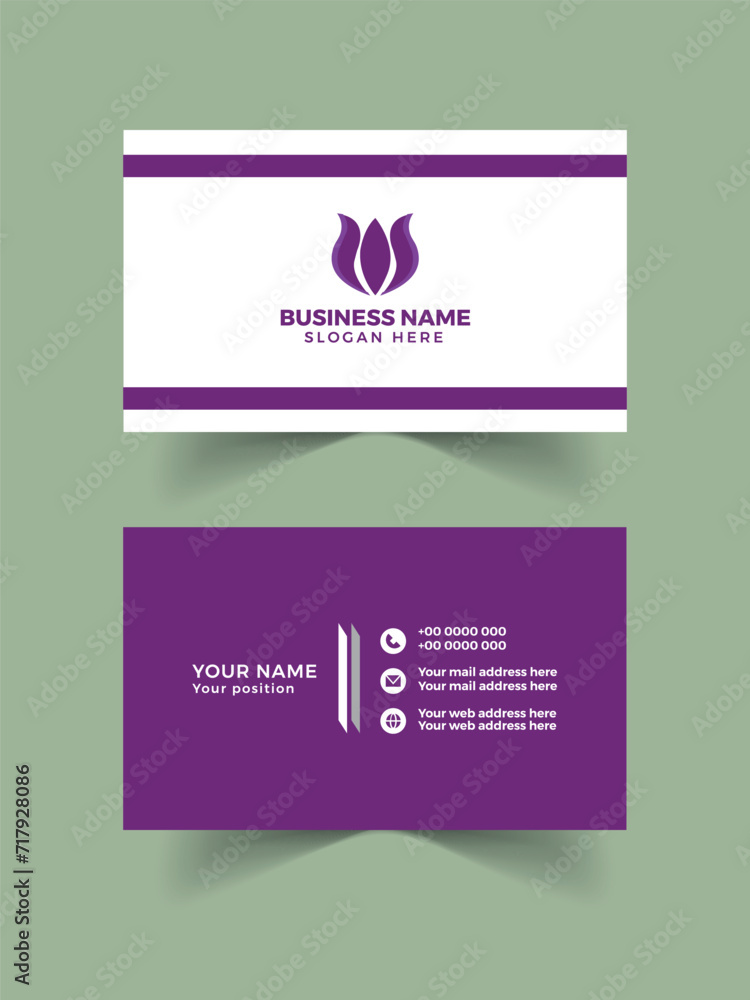 Corporate business card template with purple color