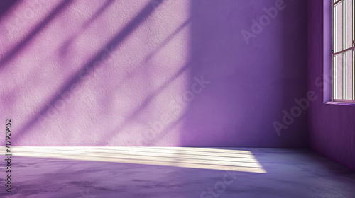 Empty purple wall with sunlight and beautiful