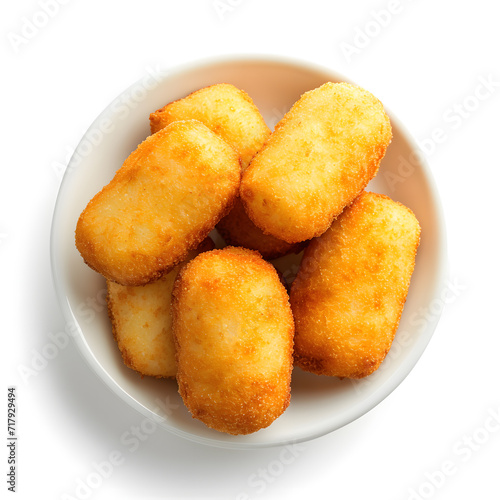 Croquettes top view isolated on white