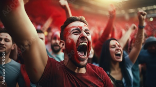 Obraz na płótnie Cheering crowd at a football stadium