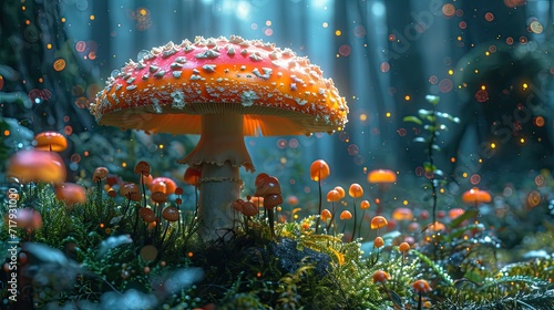 A Magical Mushroom fantasy Wonderland, fantasy mushroom home background, fantasy, poster, wallart, background, generative ai