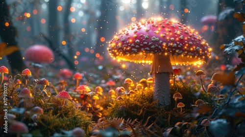 A Magical Mushroom fantasy Wonderland, fantasy mushroom home background, fantasy, poster, wallart, background, generative ai