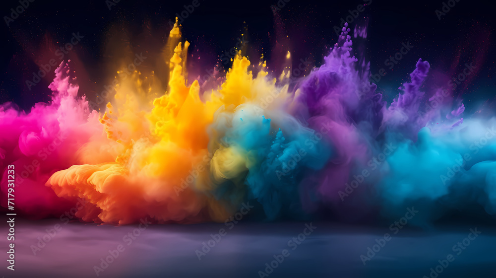 Fototapeta premium Dust explosion abstract background, Holi background