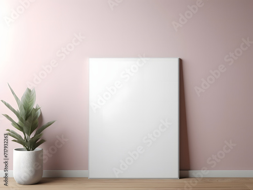 3D modern interior with blank poster frame mockup in the wall © tanjidvect