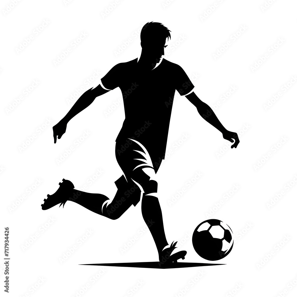 Footballer silhouette icon, depicted in an athletic and dynamic style