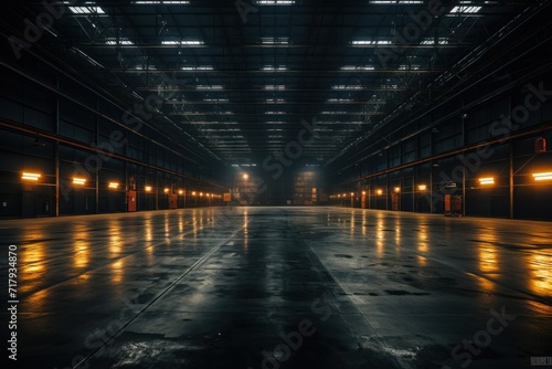 Interior of an industrial warehouse. Warehouse rental and storage concept