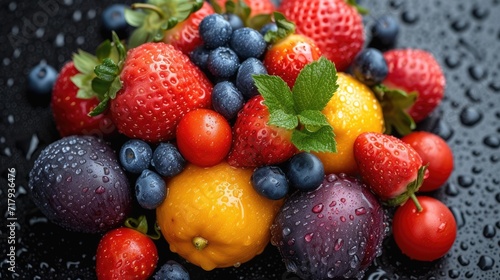 fruit and berries  health and vitality still life with fruits and vegetables Healthy Living generative AI