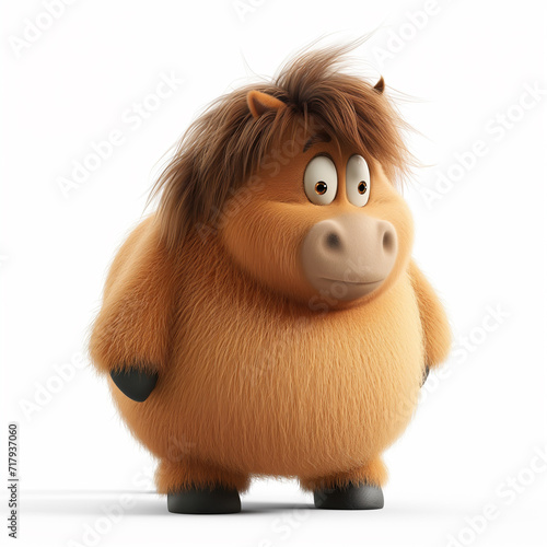 Cavalo gordo e fofo no estilo personagem cartoon isolado no fundo branco