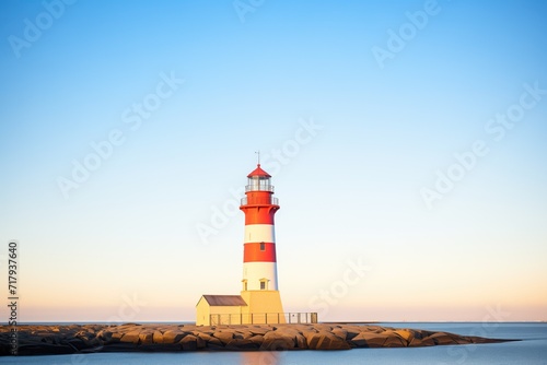lighthouse at dawn with clear blue skies © primopiano