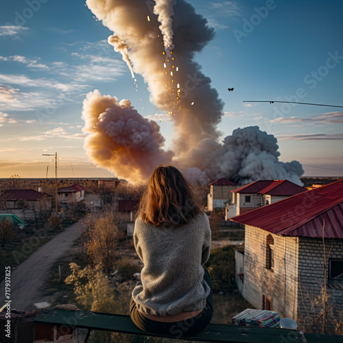 lifestyle photo missle strike in ukraine. photo