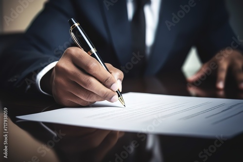 Businessman signs a contract.
