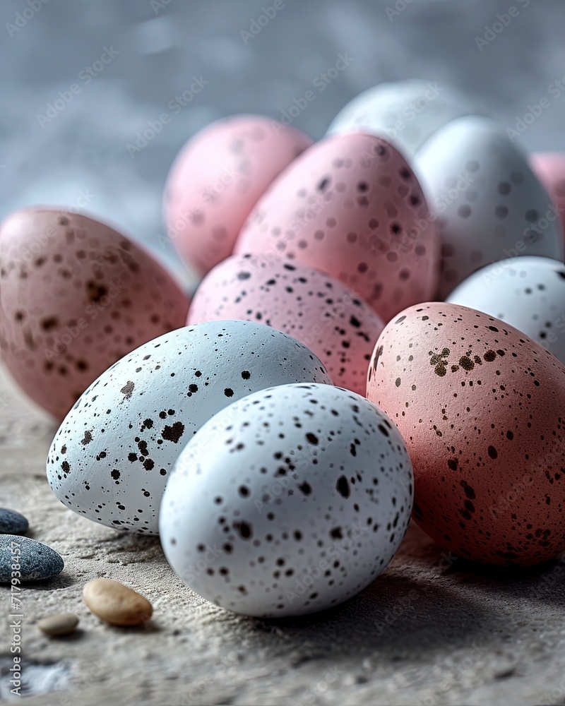 Clean and artistic composition of easter eggs on the flat and textile surface. Colors of easter concept. Clean and artistic composition of easter eggs on the flat and textile surface. Colors of easter concept.