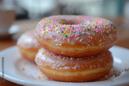 A close-up of the delightful details of a single donut