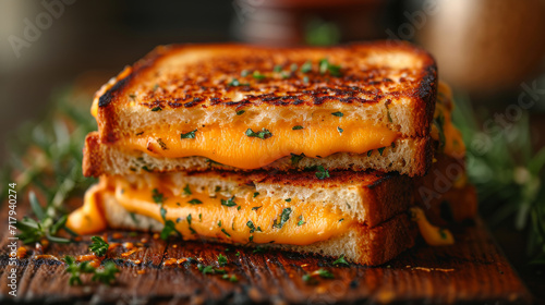 grilled cheese sandwich with melting cheese product photo