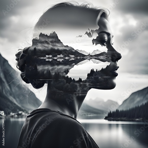 Meditation in nature concept illustration 