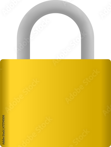 Gold padlock with a white handle on a white background. Suitable for cyber security, data protection, privacy concepts, and website security.