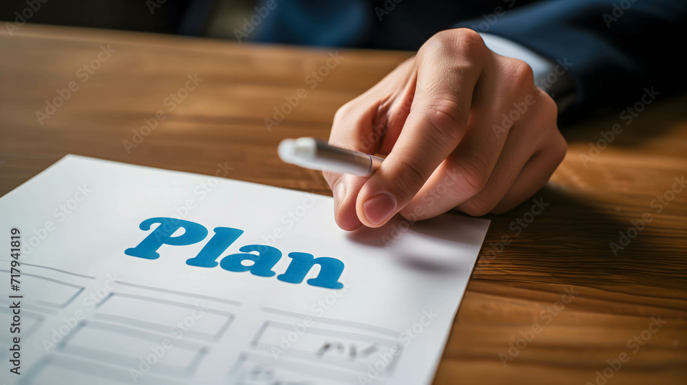 The hand of a businessman pointing paper with the word The hand of a businessman pointing paper with the word
